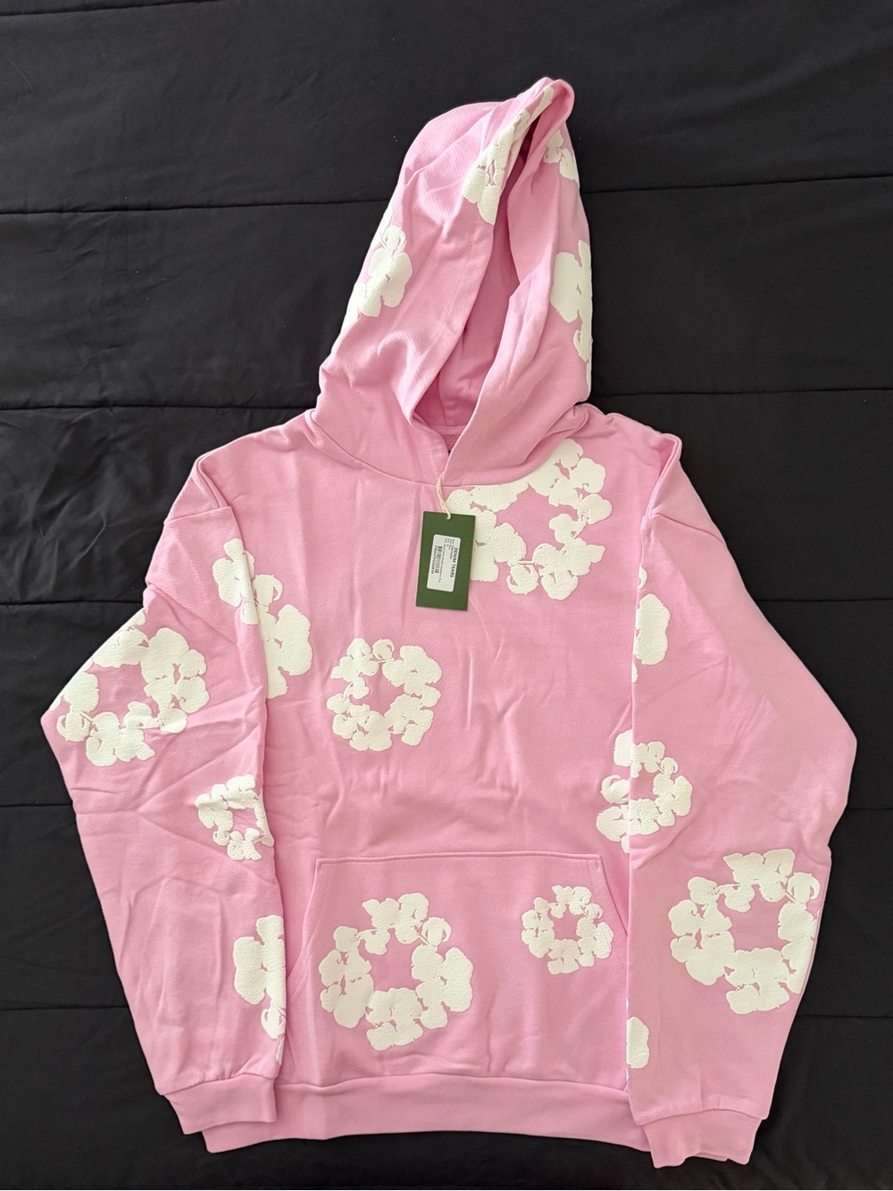 Men's Pink Turtleneck Pullover with White Floral Design